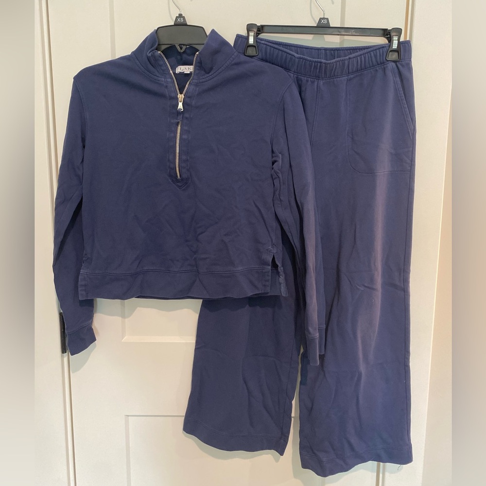LAKE Navy Blue Quarter-Zip Pullover and Pants Set